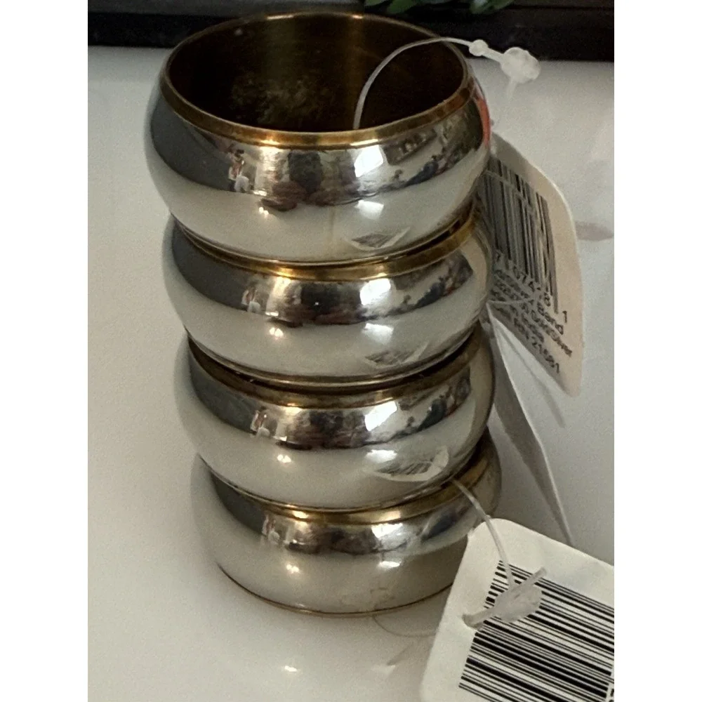 Lot Of 4 Kemp And Beatley‎ Napkin Rings Silver And Gold Tone New With Tags Vtg